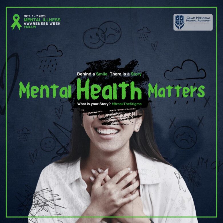 Mental Illness Awareness Week Graphic - Mental Health Matters: Share Your Story, #BreakTheStigma.